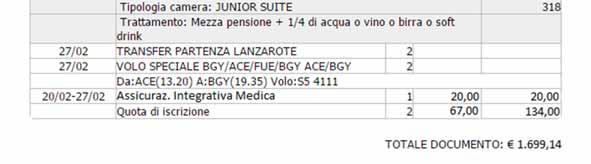 - In questa pagina puoi inserire eventuali assicurazioni integrative facoltative (Annullamento o Medica), per chi le desidera, compilando il relativo campo sulla riga di ogni beneficiario