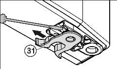 Avviamento 4.3.3 Spostamento della maniglia u Spostare il Fig. 6 (31) morsetto a molla: Premere verso il basso il dentino antisfilamento, estrarre il morsetto a molla tirando verso l alto.