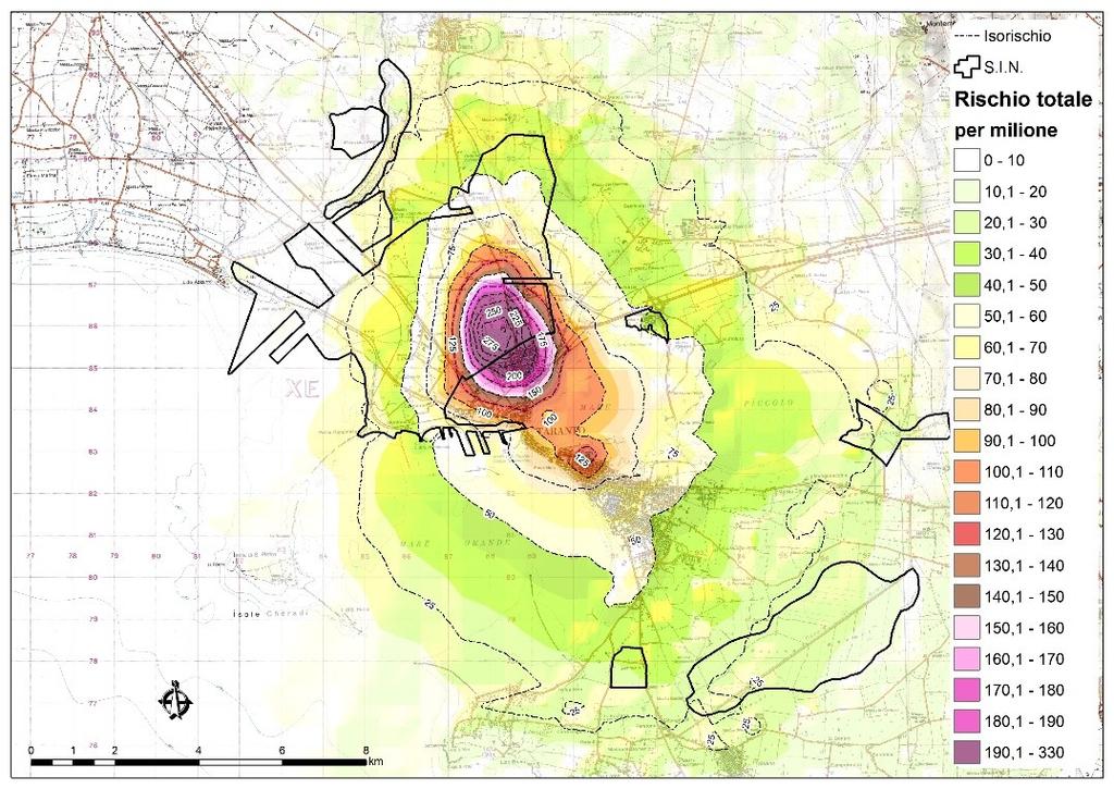 13 - Mappa del rischio cancerogeno totale per