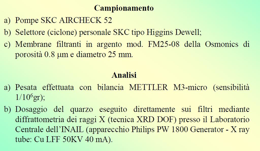 Valutazione dell esposizione a SLC ai fini della