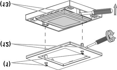 Smontaggio della luce di orientamento Figura 3 o Svitare le viti torx (1). o Inserire il cacciavite nelle apposite aperture (12) del telaio di copertura e staccare la piastra di copertura.