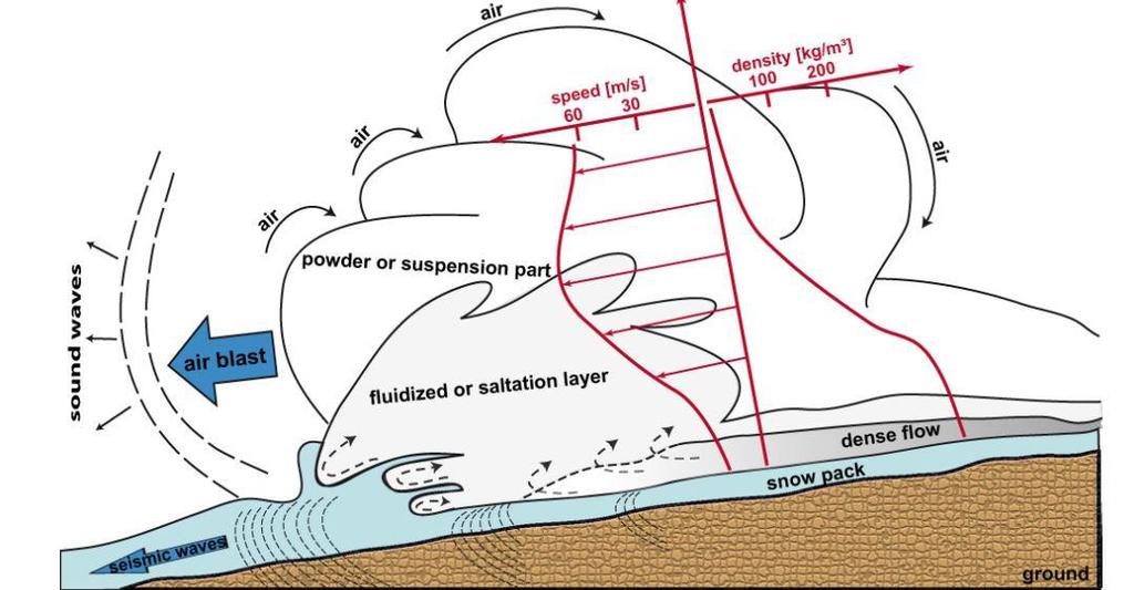 Le valanghe come sorgenti di onde LE VALANGHE GENERANO: ONDE ACUSTICHE a causa della pressione esercitata su masse d aria ONDE SISMICHE a causa dell interazione tra il flusso di materiale e il