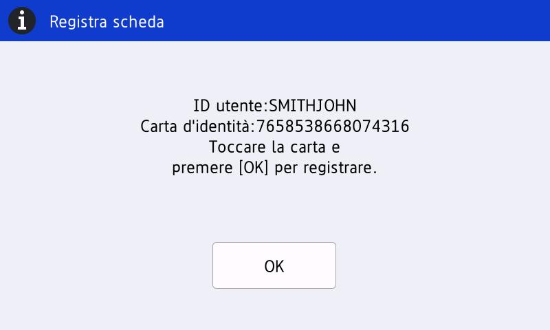 Toccare la scheda ID sul simbolo NFC ( ) sul pannello