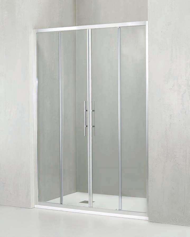 Double sliding door 152 Dado Parete doccia con doppia porta scorrevole per installazione in nicchia.