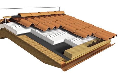 Soluzione Lana di Roccia Elevato comfort abitativo e acustico Sistema Anticaduta: Vitasafe Tegola: Coppo Domus Linea di colmo: Sottocolmo Airband Plus 380 Membrana traspirante: Divoroll Universal