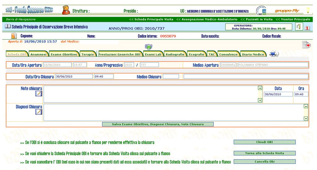 Fig.6 Maschera per la registrazione dei dati