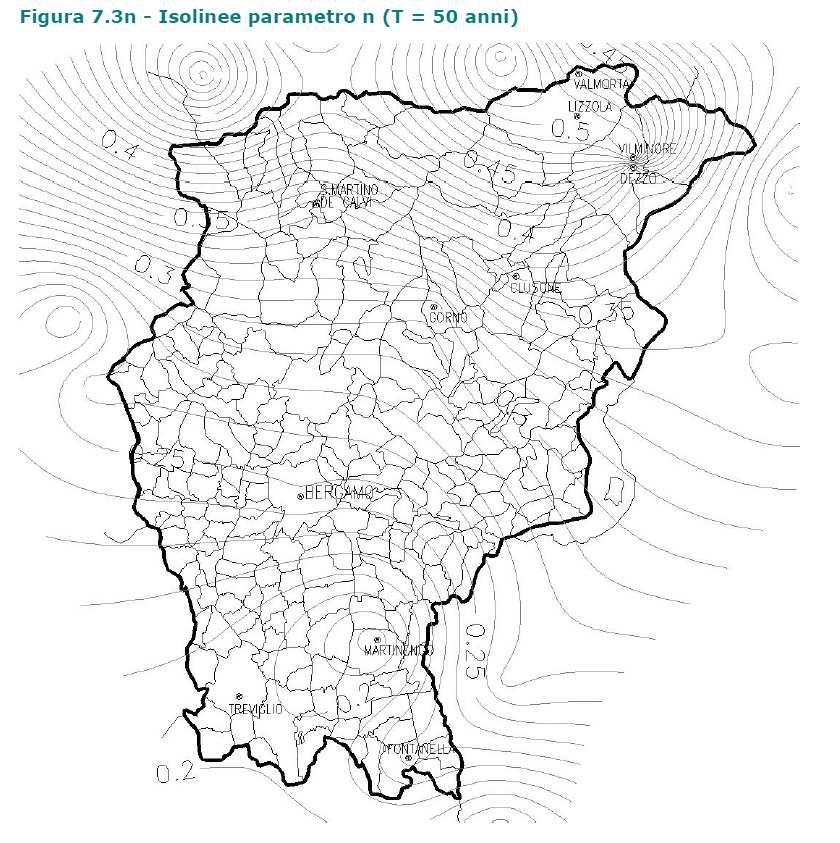 I valori definiti dalle isolinee, sono per l area interessata: a =50,5