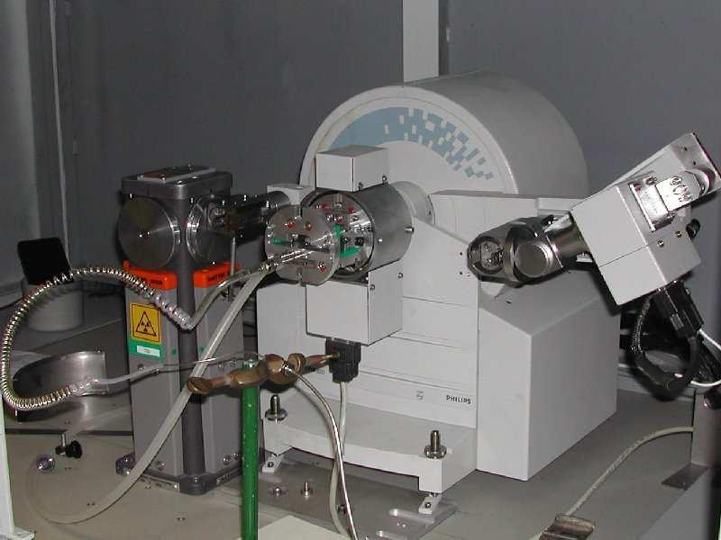 DIFFRATTOMETRO generatore di raggi X sistema goniometrico rivelatore per misurare la posizione e l'intensità dei raggi