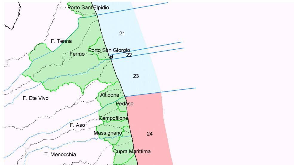 1.18. UNITA' FISIOGRAFI CA N.24 - DALLA FOC DL FIUM ASO ALLA FOC DL TORRNT TSINO 1.18.1. STATO DI FATTO Il tratto in esame ha una lunghezza totale di 14,27 Km ricadente nei Comuni di Pedaso (4,06