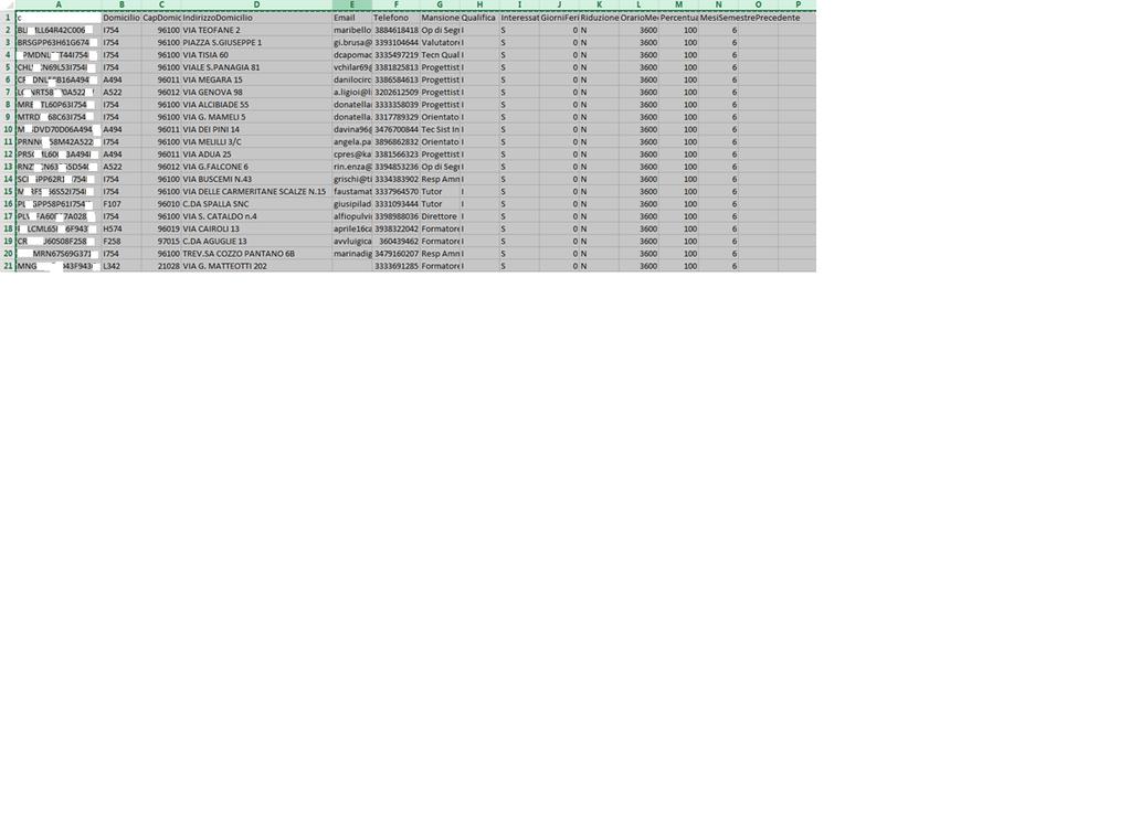 Formato del file csv per assegno