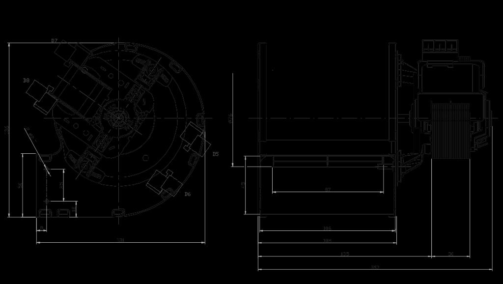 Pressione [Pa] CAD07B-004 Per impiego con albero orizzontale For horizontal shaft use MOTOR POSITION: standard D7 alternatives D5, D6, D8 (with reference to the