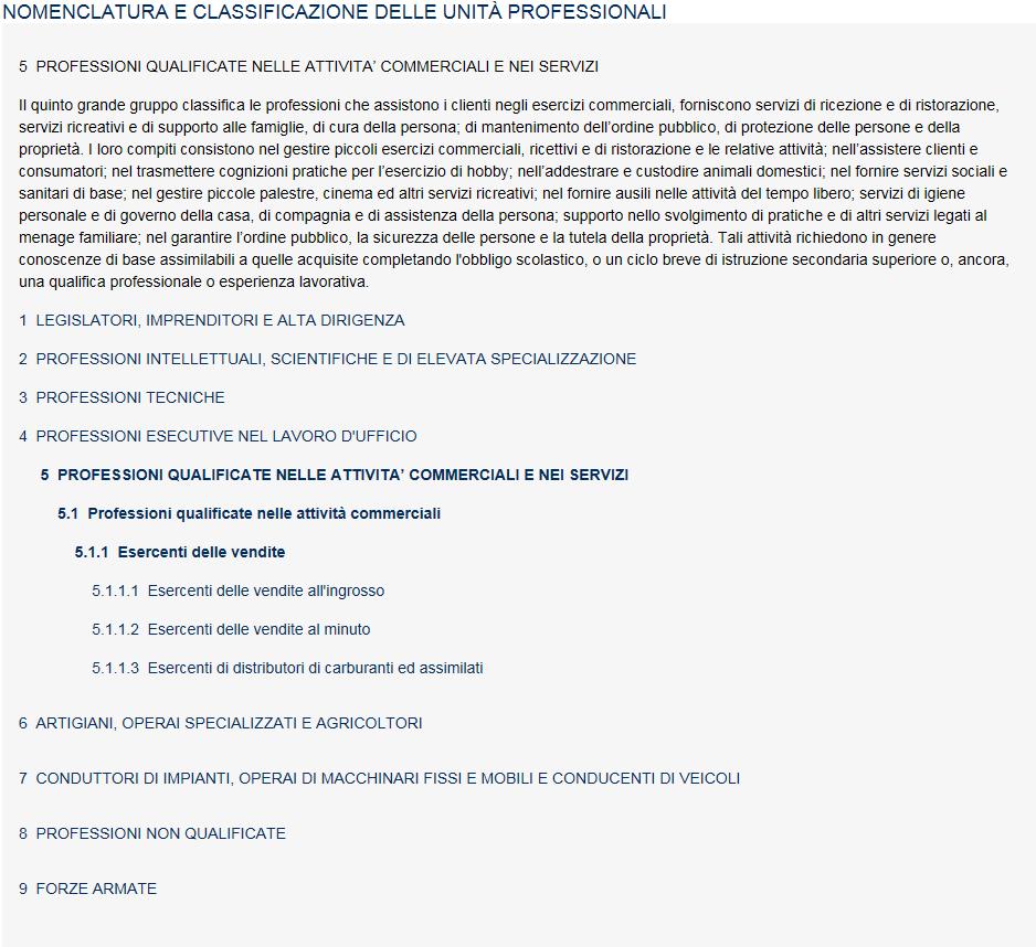 4. Le Categorie Professionali Classificazione delle professioni CP2011 Figura 67 Selezionata la Categoria di interesse,