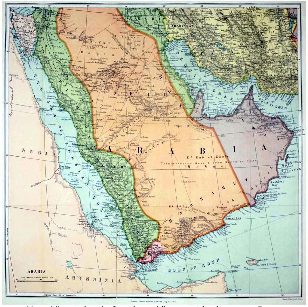 Mappa della penisola araba.