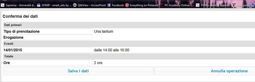 7. Invio della richiesta Una volta salvato, si aprirà una finestra riepilogativa dei termini della richiesta.