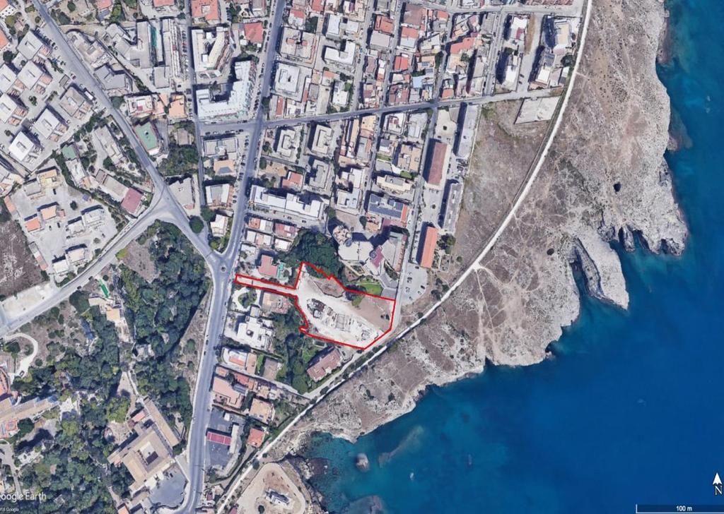 PREMESSA FOTO AEREA_INQUADRAMENTO GENERALE DATI GENERALI L area dove sorgerà l edificio è accessibile da Largo Campania, al civico 7, ed è censita al catasto terreni del comune di Siracusa - foglio