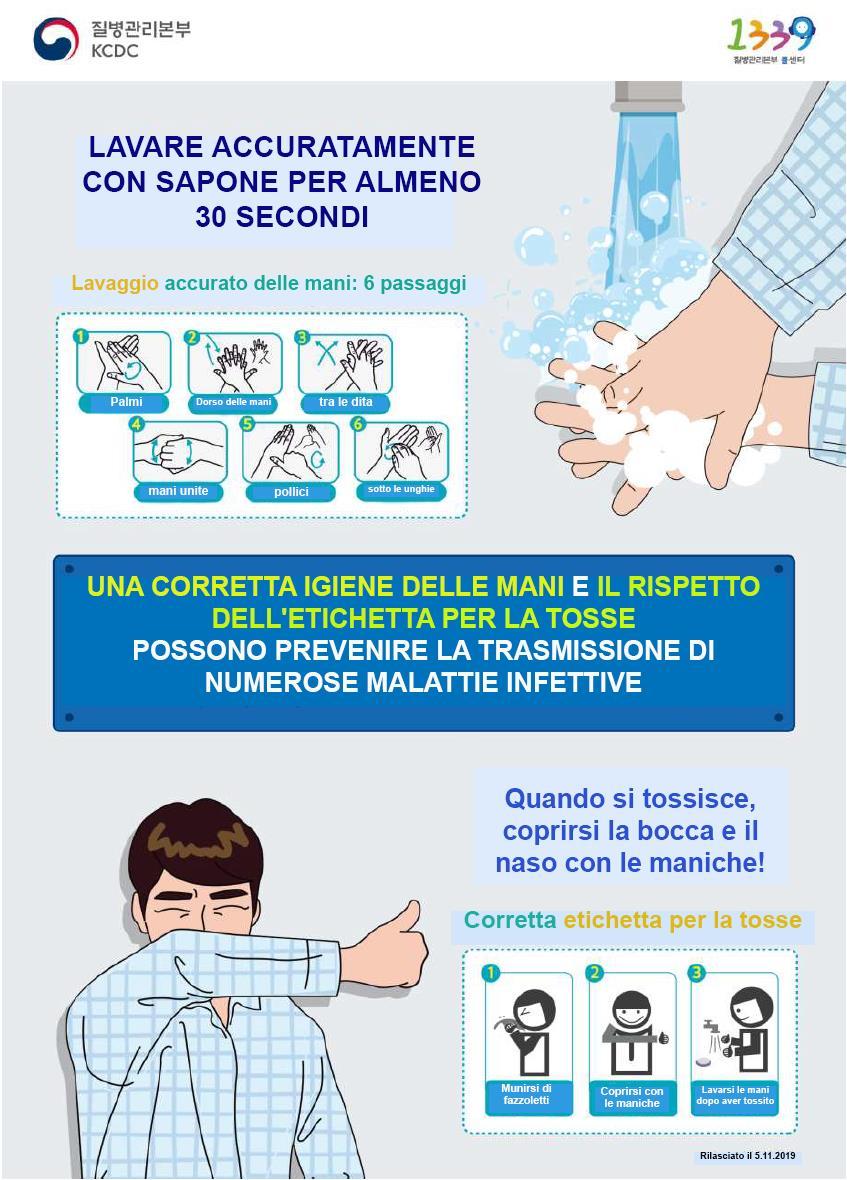 Misure preventive per epidemie di malattie infettive Lavaggio mani ed etichetta sulla tosse Appendice 7.