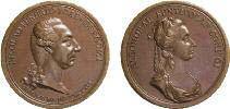 MEDAGLIE ITALIANE. NICOLO VENERIO E ELEONORA BENTI- VOGLIO (1786) Coppia di medaglie in bronzo. una è la prova della medaglia coniata.