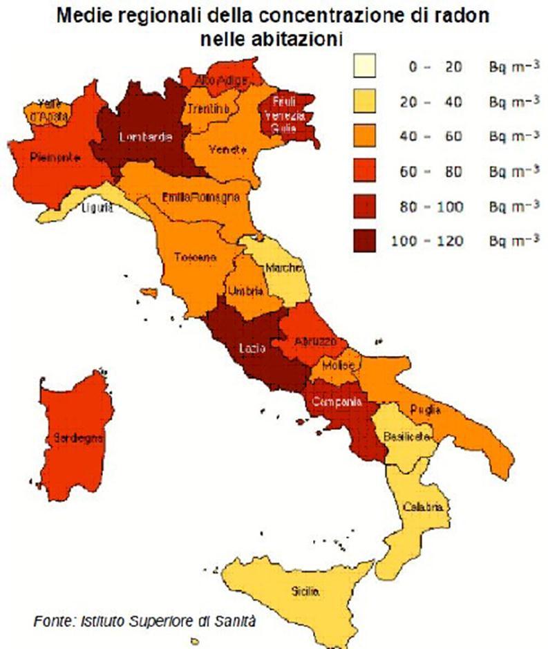 Tra gli anni 80 e 90 è stata realizzata dall ISPRA, dall Istituto Superiore della Sanità e dai Centri Regionali di Riferimento della Radioattività Ambientale (odierni ARPA e APPA), un indagine