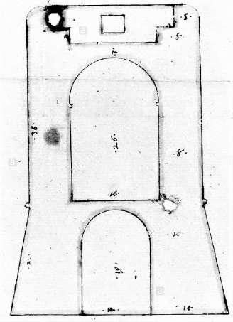 Immagini di Torri isolate nel Mediterraneo, a sinistra una classica Torre Saracena e a destra un disegno (sezione) di Torre del 1598 in Corsica, all Isola Rossa, loc.