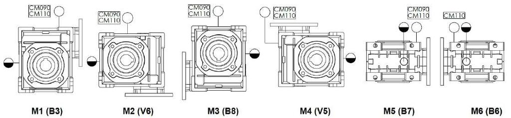 6. Poszon d montaggo ammesse 6. Allowed assembly postons 6.4 Rduttor a vte senza fne CM 6.