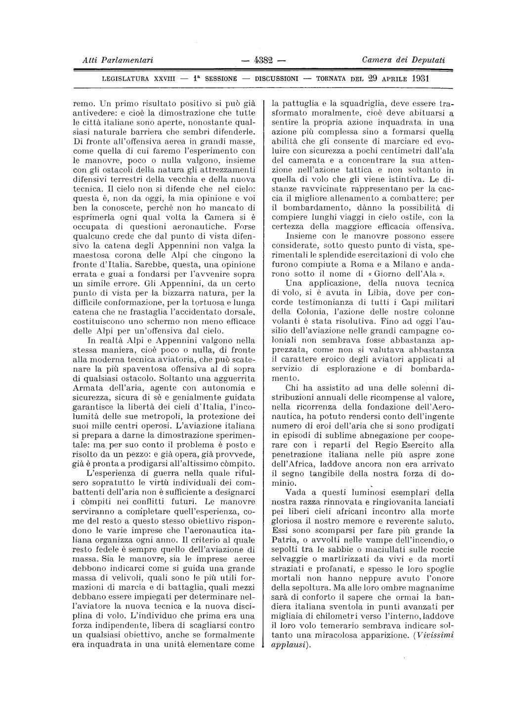 Atti Parlamentari 4382 Camera dei Deputati LEGISLATURA XXVIII l a SESSIONE DISCUSSIONI TORNATA DEL 29 APRILE 1931 remo.