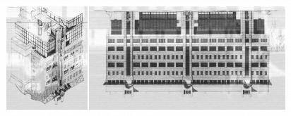 La costruzione si inseriva in un più ampio progetto di sistemazione del quartiere Flaminio-Parioli, ed era ispirata alla filosofia architettonica di Saverio Muratori, che mirava a progettare secondo