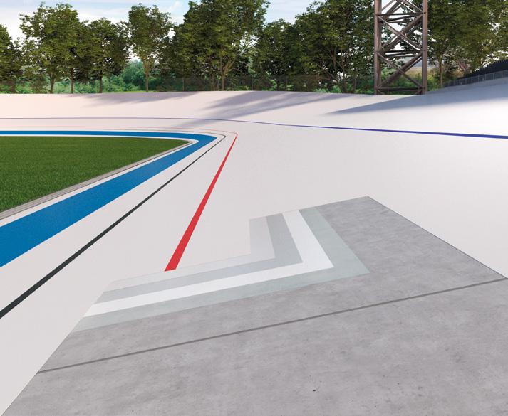 MAPECOAT TNS CYCLE TRACK Sistema multistrato a base di resine acriliche per la realizzazione di velodromi outdoor. Multi-layer, acrylic waterborne system for outdoor velodromes installation.