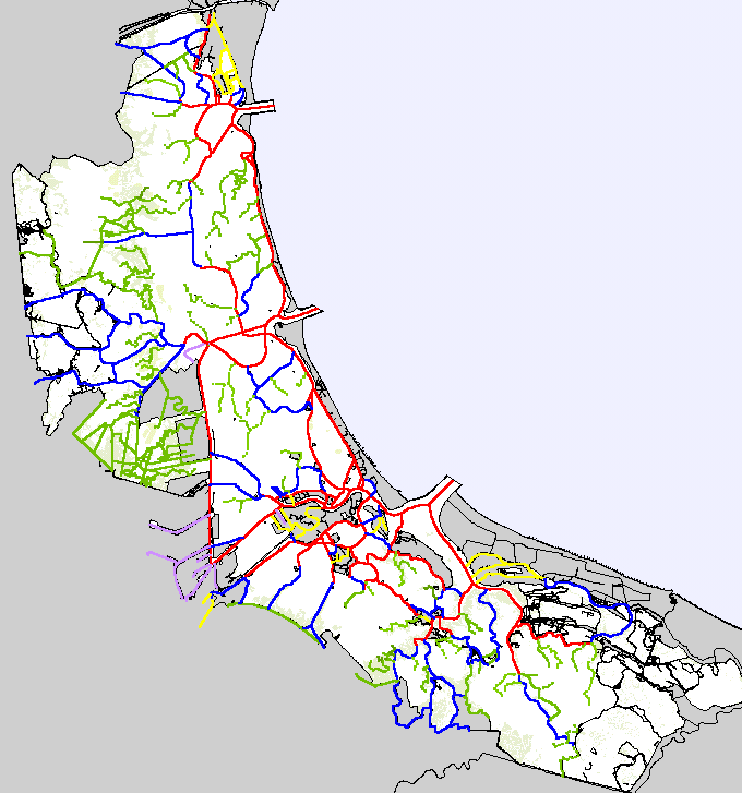 Figura -2 La rete di canali della Laguna di Venezia. Nel bacino lagunare si distingue una fitta rete di canali (Figura -2) che si sviluppa per una lunghezza di oltre 700 km.