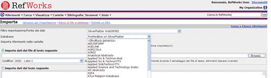 Creazione di un database RefWorks RefWorks offre diverse opzioni per aggiungere riferimen al proprio database. Creazione di un database RefWorks Importazione dei da da file di testo salva B 1.