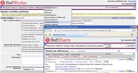 Ges one e condivisione dei riferimen RefWorks offre diversi strumen per organizzare, modificare e visualizzare i riferimen nel proprio database.