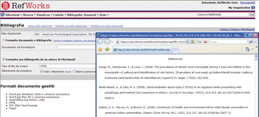 Salvare la bibliografia. Modificare o creare uno S le citazionale L Creazione di un documento con citazioni interne al testo tramite la funzione Write-N-Cite di RefWorks.