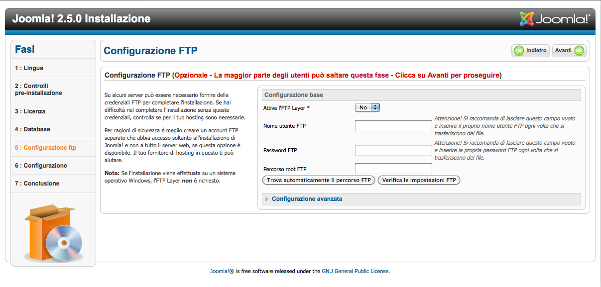 Immettere i seguenti valori nella propria installazione locale: nome del computer: localhost nome utente: root password: [solo se la conoscete] Ora selezionate il nome del database.