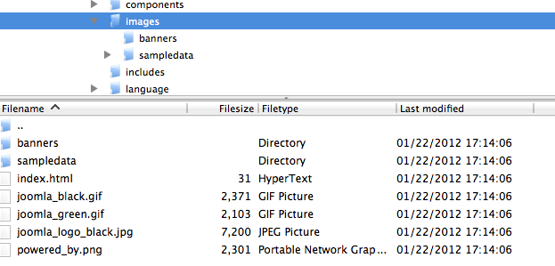 Potete creare tante cartelle aggiuntive quante ne volete. In Visualizza dettagli, potete cancellare cartelle e file. Troverete la stessa struttura nel back-end amministrazione di Joomla!