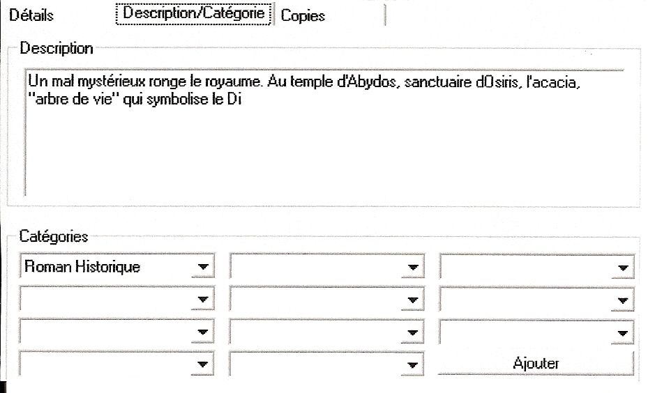 Voce Descrizione/Categoria N ella z o na descrizio ne, si p u ò inserire ciò c he si v u ole. E lo spazio ideale per u n bre ve riassunto del libr o (nu m er o di caratteri li mitato).