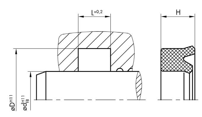 SNI 24/SN 21 Famiglia prodotto Guarnizione per stelo Forma costruttiva NI Guarnizione a labbro asimmetrica con labbro principale sul diametro esterno (24) N Guarnizione a labbro simmetrica (21)