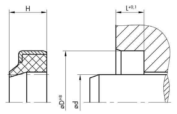 AM 44 Famiglia prodotto Raschiatore Forma costruttiva M inserto metallico (esterno) Numero profilo 44 Materiale Poliuretano TPU 95 3401 Acciaio DIN EN 10139 Temperatura ( C): -40 +100 Velocità di