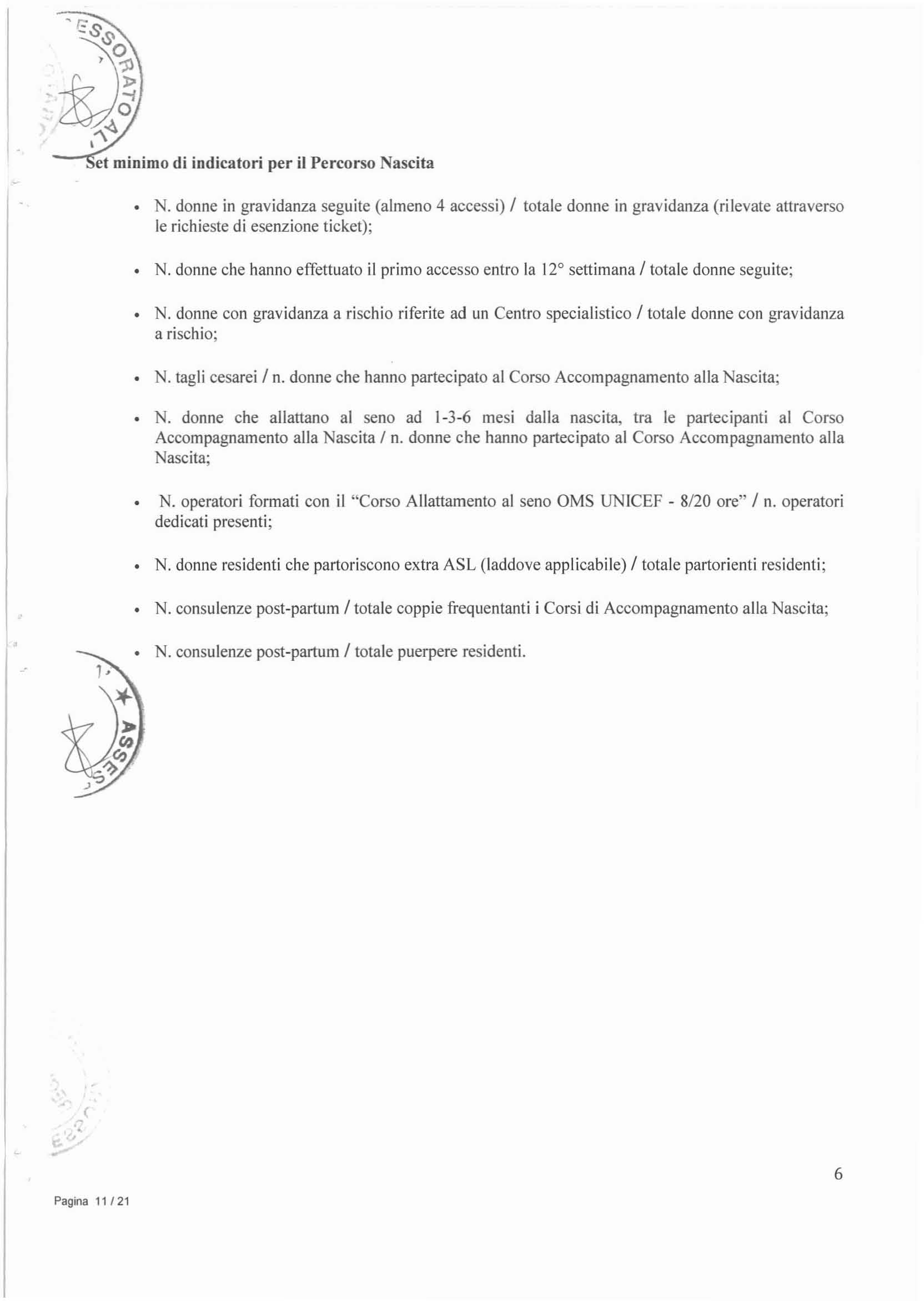 et minimo di indicatori per il Percorso Nascita N. donne in gravidanza seguite (almeno 4 accessi) / totale donne in gravidanza (rilevate attraverso le richieste di esenzione ticket); N.