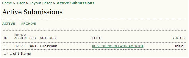 editing Nella sezione Layout, si deve scaricare una copia della submission e creare versioni HTML e PDF dell articolo (formati delle bozze).