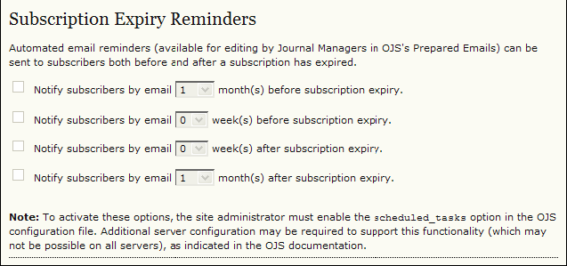 Notifiche di scadenza della sottoscrizione Notifiche utili possono essere spedite ai sottoscrittori, per informarli sulla scadenza delle date.