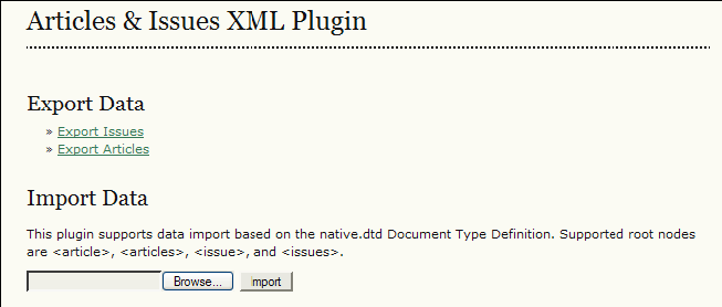 Plugin d esportazione di articoli Erudit Questo plugin permette di esportare articoli utilizzando il DTD Inglese Erudit.
