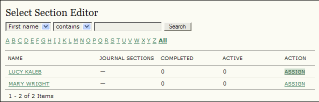 cambiare la sezione in cui si vuole far apparire l articolo, usando il menu a cascata assegnare un editor o un Section Editor. Questo porterà a una lista dei propri curatori o Curatori di sezione.