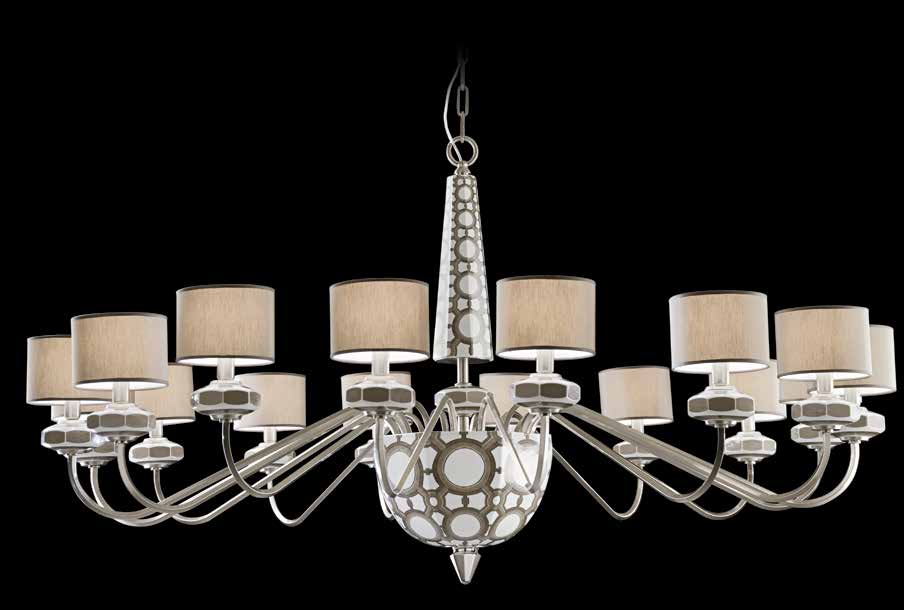 5670/T 12L LAMPADARIO TORTORA DOVE-GREY CHANDELIER E14 12 X 60W H. 93 X L. 140 CM 5671/T 16L LAMPADARIO TORTORA DOVE-GREY CHANDELIER E14 16 X 60W H. 105 X L.