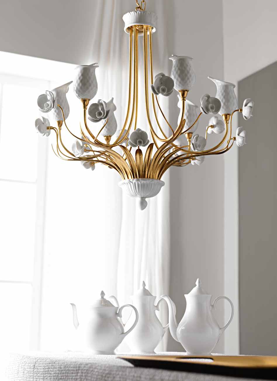 5254/3 adario bianco DIFFUSORI IN PORCELLANA white chandelier porcelain diffuser g9 3 x 40W h. 59 x L.