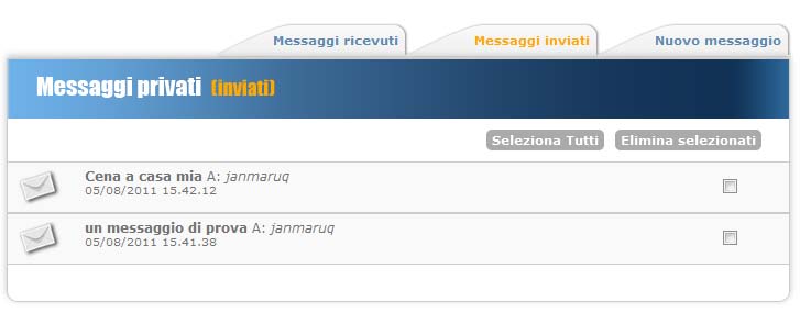 LISTA MESSAGGI INVIATI / RICEVUTI Facendo clic sulla scheda Messaggi ricevuti