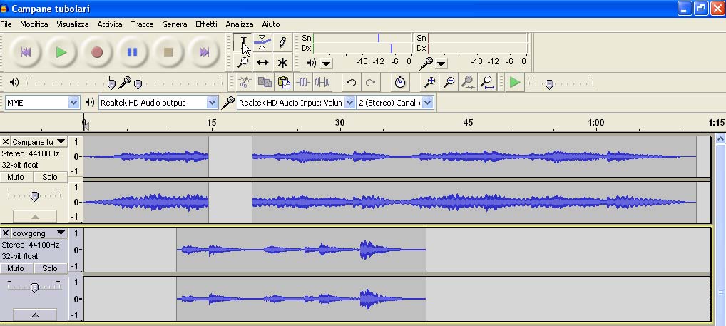 7. Copiare e incollare parti della traccia: selezionare