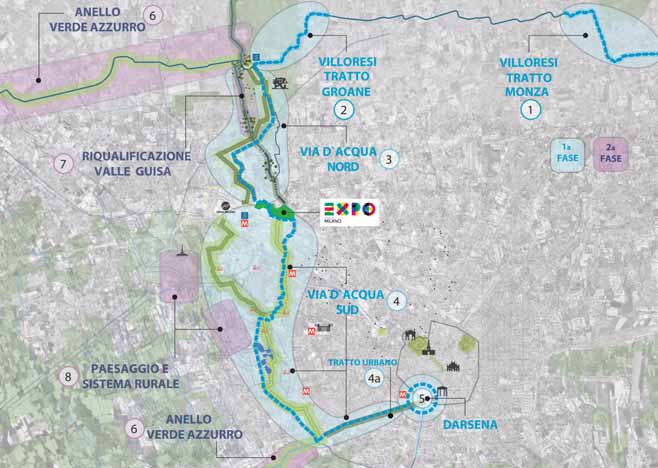 4 Il Progetto Vie d Acqua e le sue fasi 2010 Expo 2015 realizza gli studi volti a verificare la fattibilità della connessione irrigua tra il Villoresi e il Naviglio Grande, considerandone i benefici