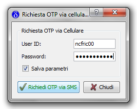 Pagina 11 di 14 La richiesta del codice OTP via cellulare ha bisogno di un ulteriore autorizzazione: User ID: è la stessa utilizzata nella maschera precedente;