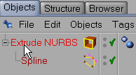 dell oggetto Estrude NURBS.