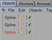 Passo 3 Adesso abbiamo 3 spline nella medesima posizione.