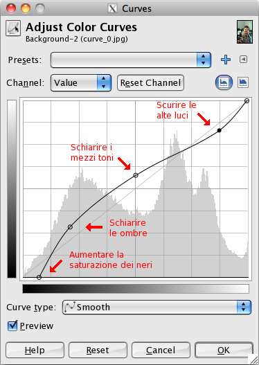 7 Dominanti colorate Se l immagine ha una dominante colorata, si possono usare alcuni dei metodi che abbiamo citato per i difetti di esposizione: ovvero i due menù Colors! Levels e Colors! Curves.